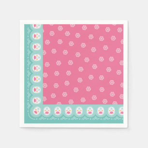 Serviette En Papier Fille à motifs floraux rose Anniversaire
