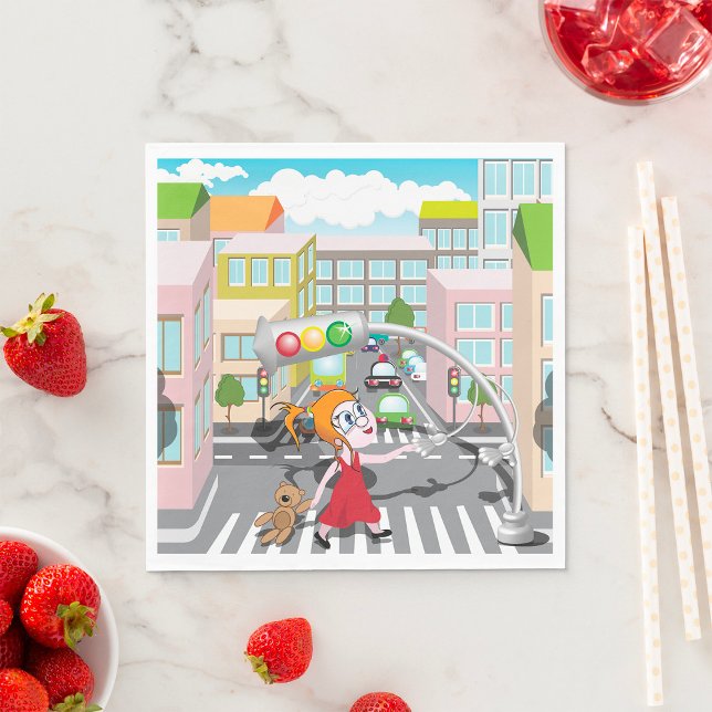 Serviette En Papier Fille À Un Traversée Piétonne (Créateur téléchargé)