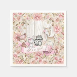 Serviette En Papier Fille Animaux Bébé Bois Fête Prénatale