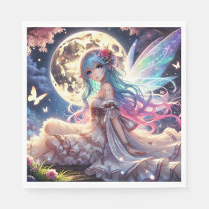 Serviette En Papier Fille Anime Princesse Fée de la Lune dans un Jardi