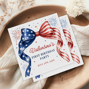 Serviette En Papier Fille anniversaire 4 juillet Rouge Blanc & Bleu