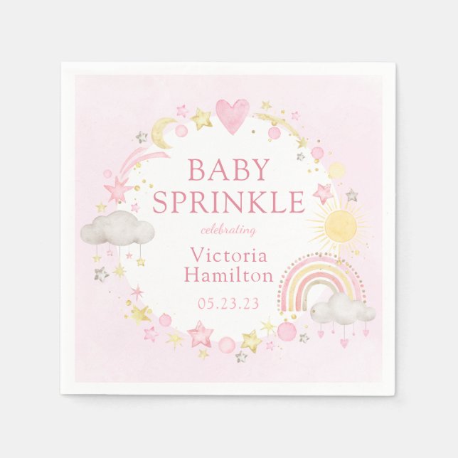 Serviette En Papier Fille Aquarelle Arc-en-ciel Bébé Sprinkle (Devant)
