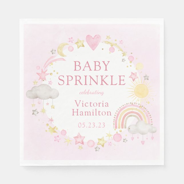 Serviette En Papier Fille Aquarelle Arc-en-ciel Bébé Sprinkle (Devant)