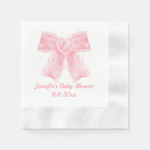 Serviette En Papier fille arc rose aquarelle bébé shower mignon