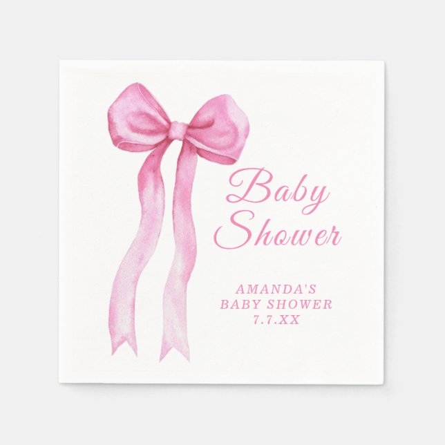 Serviette En Papier Fille arc rose Cadeau de bébé (Devant)