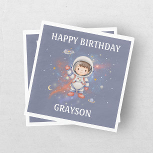 Serviette En Papier Fille astronaute dans l'espace pour son anniversai