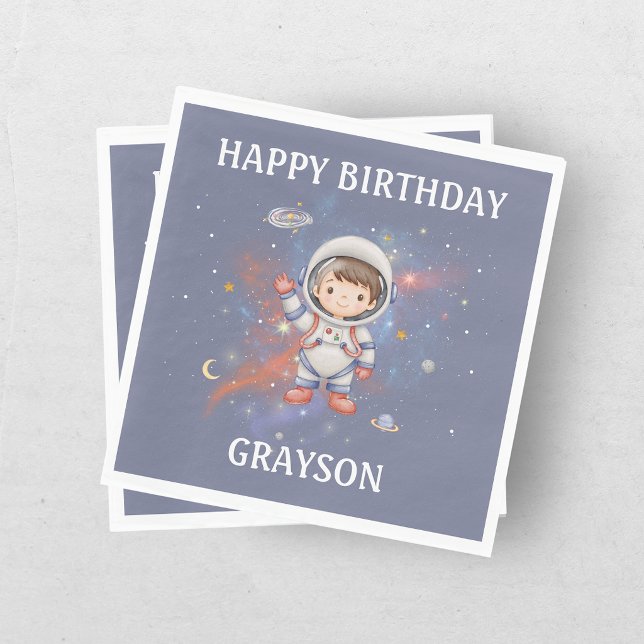 Serviette En Papier Fille astronaute dans l'espace pour son anniversai (Créateur téléchargé)
