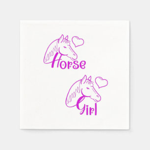 Serviette En Papier Fille au Cheval en Violet avec Police de Tête de C