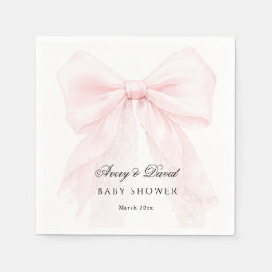 Serviette En Papier Fille au Nœud Rose Fête Moderne de Bébé