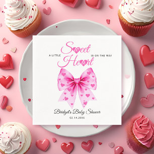 Serviette En Papier Fille au nœud rose pour la baby shower de la Saint