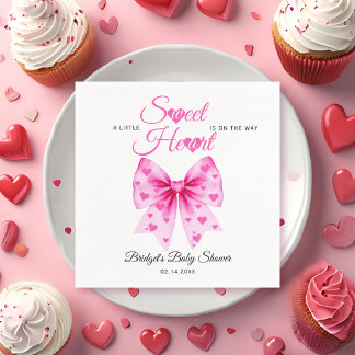 Serviette En Papier Fille au nœud rose pour la baby shower de la Saint