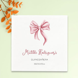 Serviette En Papier Fille au nœud rose Quinceanera Anniversaire