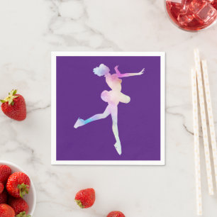 Serviette En Papier Fille au patin à glace à l'aquarelle