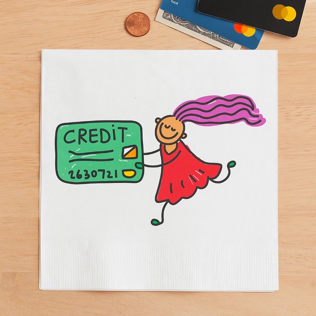 Serviette En Papier Fille Avec Carte De Crédit (Créateur téléchargé)