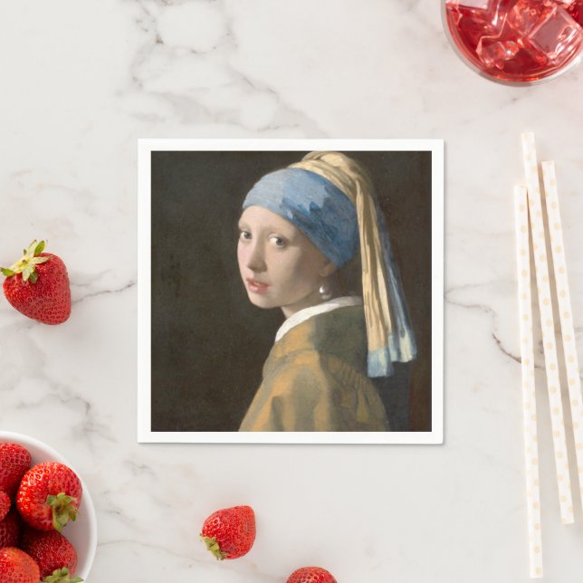 Serviette En Papier Fille avec une oreille perle (En situation)