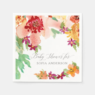 Serviette En Papier Fille Baby shower Aquarelle moderne Art d'automne