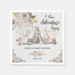 Serviette En Papier Fille Baby shower des animaux de forêt de la trib