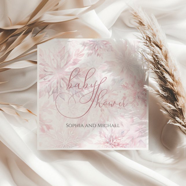 Serviette En Papier Fille Baby shower d'hiver Feu de neige rose (Créateur téléchargé)