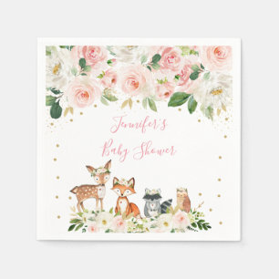 Serviette En Papier Fille Baby shower Woodland Blush Floral