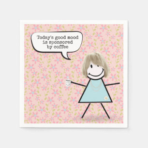 Serviette En Papier Fille Bâton Avec Tasse de Café 