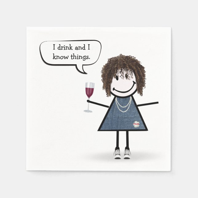Serviette En Papier Fille bâton dans des baskets avec du vin rouge  (Devant)