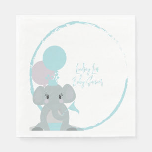 Serviette En Papier Fille bébé éléphant pastel écriture Baby Shower