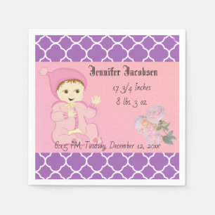 Serviette En Papier Fille bébé en rose avec fleurs