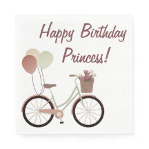 Fille Blanc Vélo Rose Ballons Joyeux anniversaire