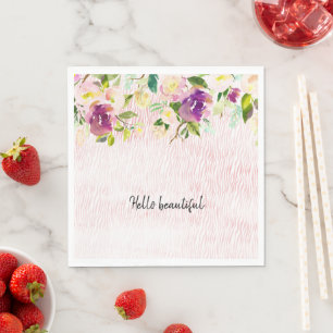 Serviette En Papier Fille Burgundy Rose Aquarelle Poster de animal