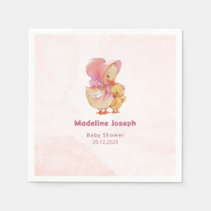 Serviette En Papier Fille Caneton Bébé Rose Aquarelle Cérémonie de Rem