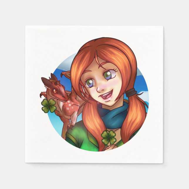 Serviette En Papier Fille chanceuse (Devant)