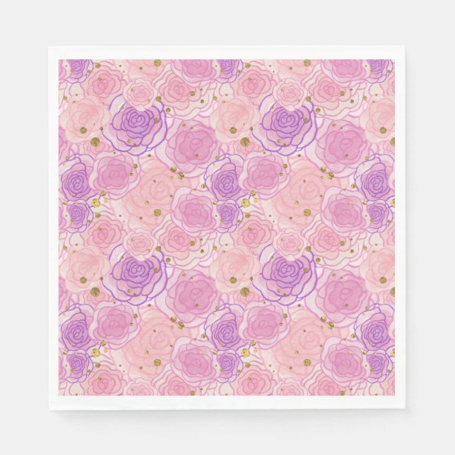 Serviette En Papier Fille Chic Parties scintillant Roses (Devant)