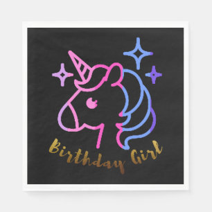Serviette En Papier Fille d'anniversaire licorne licorne licorne cadea