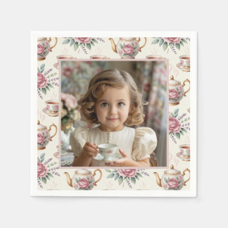 Serviette En Papier Fille d'anniversaire photo vintage thé party