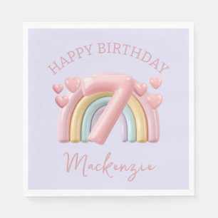 Serviette En Papier Fille de 7 ans pour son anniversaire sous la pluie