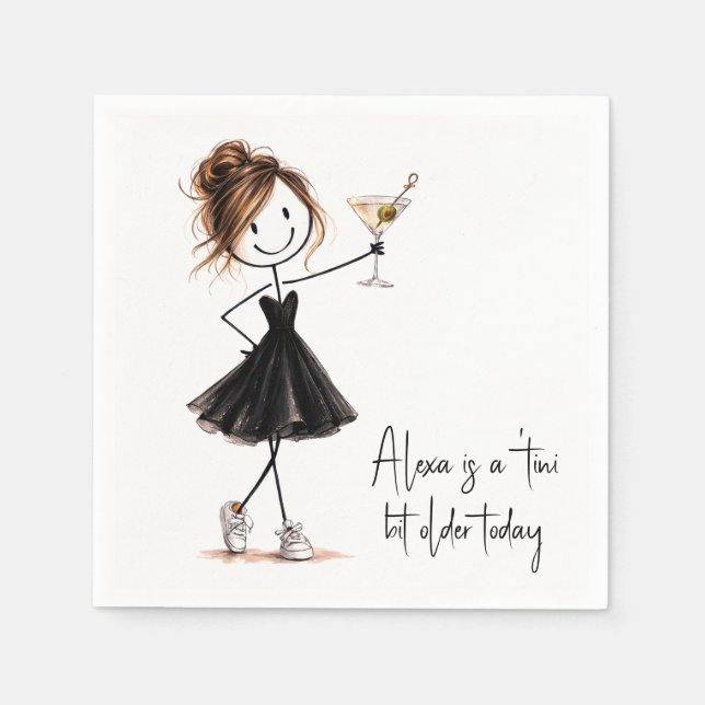 Serviette En Papier Fille de bâtonnets pour fête d'anniversaire avec M (Devant)