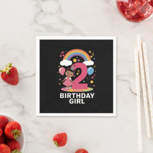 Serviette En Papier Fille de deux ans anniversaire Fille mignonne 2ème