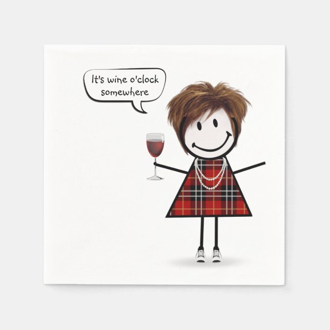 Serviette En Papier Fille de fête avec du vin rouge  (Devant)