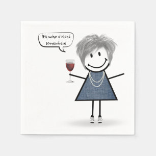 Serviette En Papier Fille de fête avec vin rouge