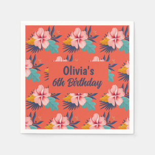 Serviette En Papier Fille de fête d'anniversaire tropicale estivale pi
