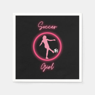 Serviette En Papier Fille de football Glow rose