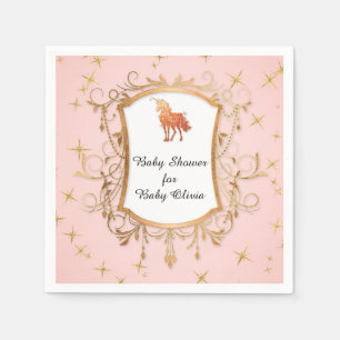 Serviette En Papier Fille de la fête Baby shower magique Unicorn Rose