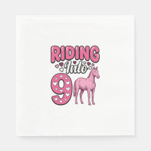 Serviette En Papier Fille de la Fête du 9 Cheval à Cheval Vintage Chem