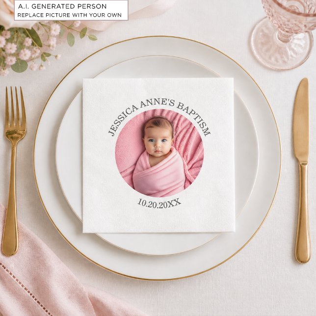 Serviette En Papier Fille de photo spéciale baptême   (Créateur téléchargé)