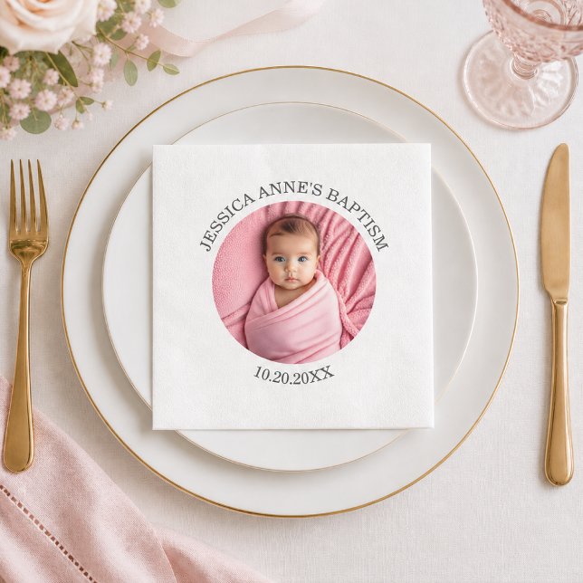 Serviette En Papier Fille de photo spéciale baptême   (Créateur téléchargé)
