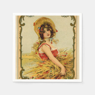 Serviette En Papier Fille de récolte vintage