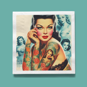 Serviette En Papier Fille de tatouage Old School