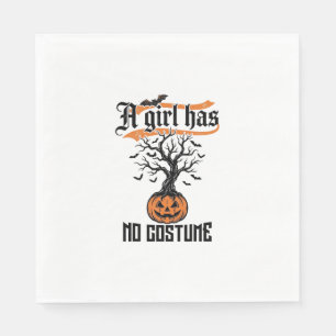 Serviette En Papier Fille d'Halloween sans costume Citrouille vintage_
