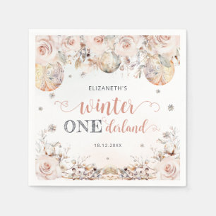 Serviette En Papier Fille d'hiver rose pâle Fleur d'hiver Onederland