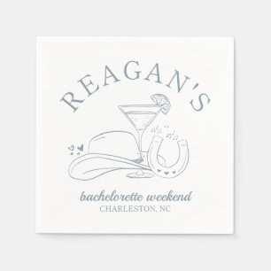 Serviette En Papier Fille d'honneur de cowgirl occidentale dessinée à 